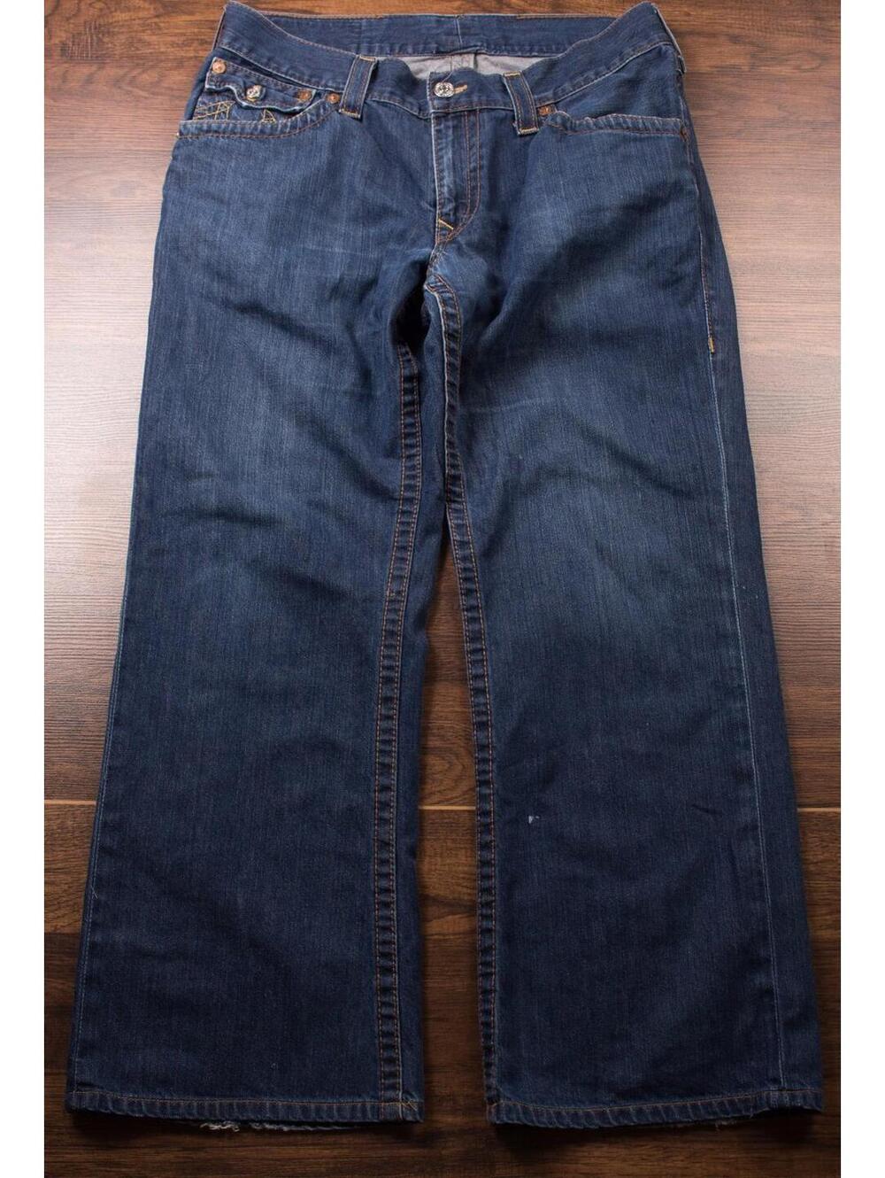 Men's True Religion Billy Dark Wash Boot Cut Jeans Sz 34 X 28.75